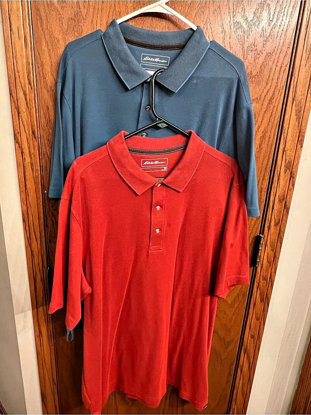 Eddie Bauer Men's Polo Shirts Red & Blue Size XL Like New